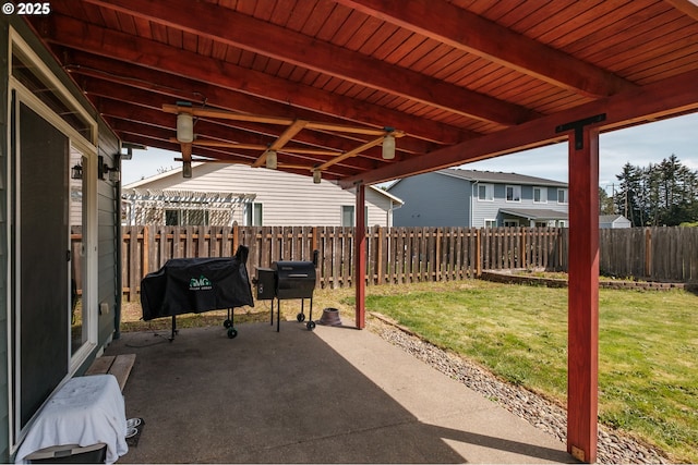 view of patio with a fenced backyard