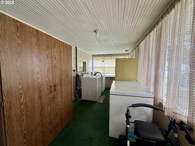 808 F Ave, La Grande, OR 97850 - washroom with separate washer and dryer and wood ceiling