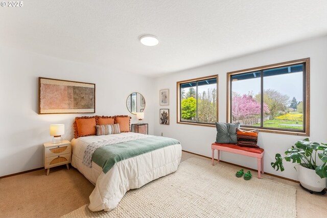 bedroom with carpet floors and baseboards