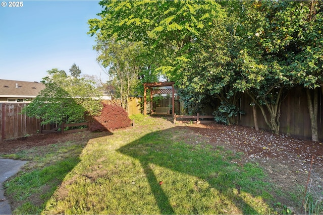view of yard featuring a fenced backyard