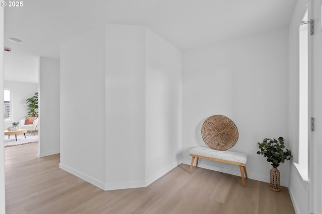 corridor with light hardwood / wood-style floors