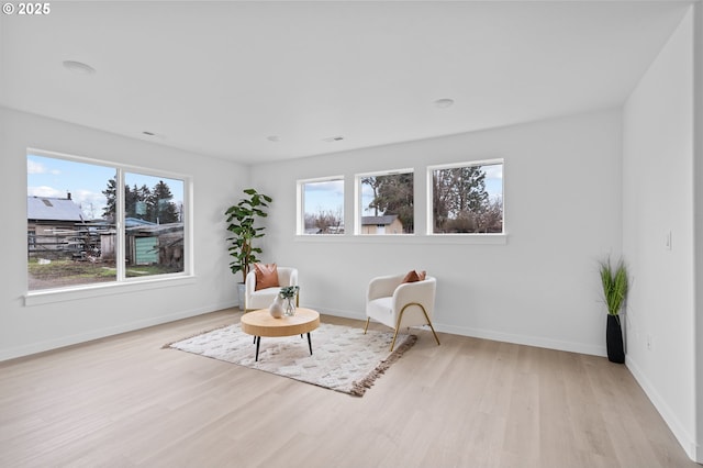 living area with light wood-type flooring