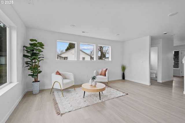 living area with light wood-type flooring