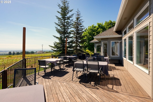 20700 SE Cherry Blossom Ln, Amity, OR 97101 - wooden deck with outdoor dining area