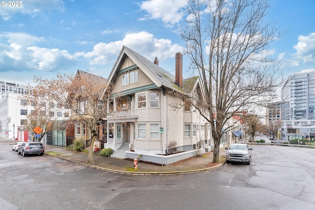 view of front of house with a chimney