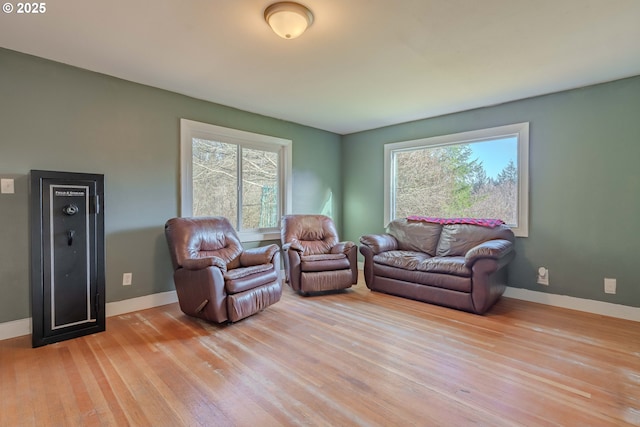 living room featuring light wood-type flooring