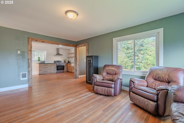 living room with light wood-type flooring