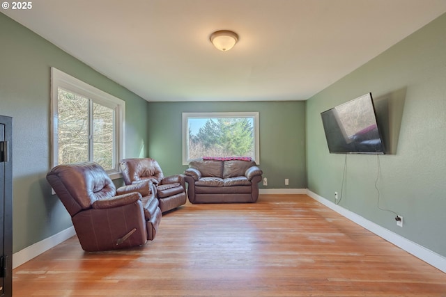 living room with light hardwood / wood-style floors