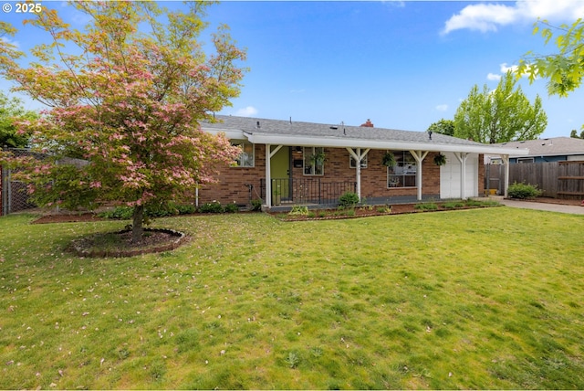 single story home featuring an attached garage, driveway, and brick siding