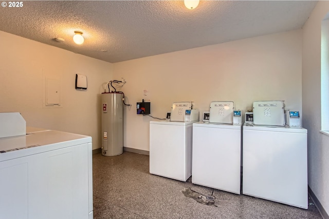 12632 NW Barnes Rd Unit 7, Portland, OR 97229 - laundry area featuring water heater, independent washer and dryer, a textured ceiling, and electric panel