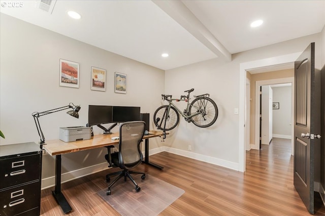 2185 Laurel Ave, Salem, OR 97301 - office space with baseboards, wood finished floors, and recessed lighting
