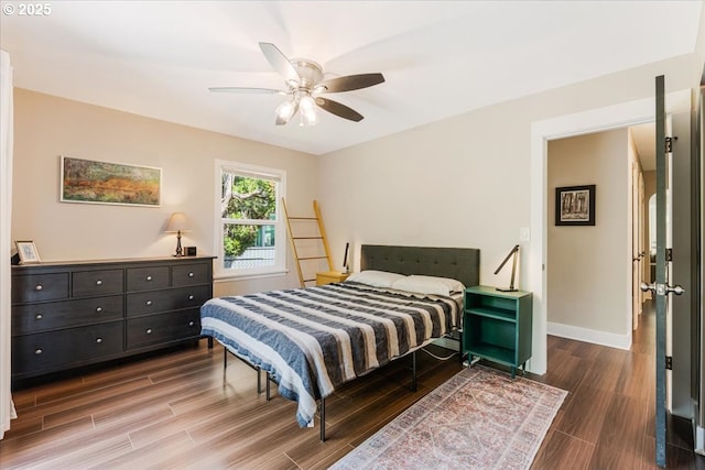 2185 Laurel Ave, Salem, OR 97301 - bedroom featuring wood finished floors, baseboards, and a ceiling fan
