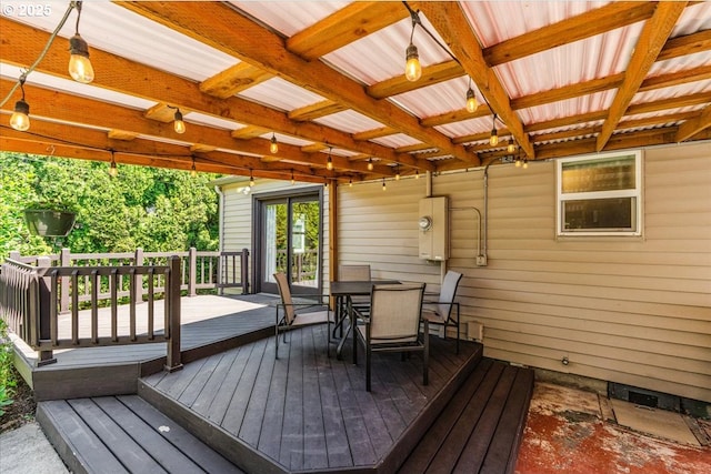 2185 Laurel Ave, Salem, OR 97301 - wooden deck with outdoor dining space