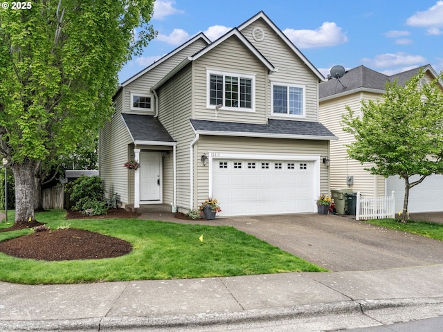15312 NW Sweetgale Ln, Portland, OR 97229 - traditional-style house with a garage, asphalt driveway, and a shingled roof