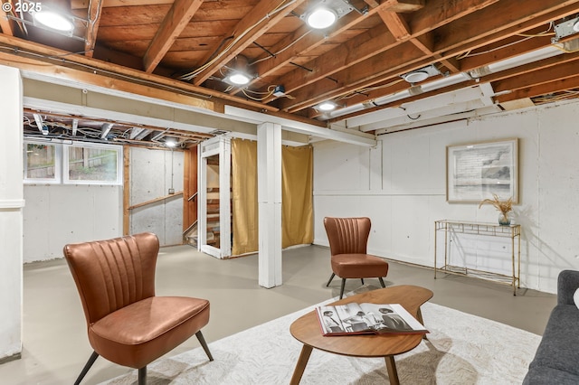basement with stairs