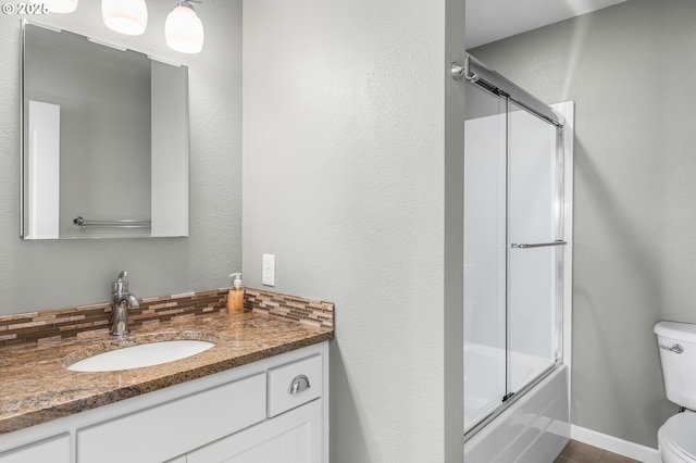 2053 Lakeview Dr, Eugene, OR 97408 - bathroom featuring vanity and shower / bath combination with glass door