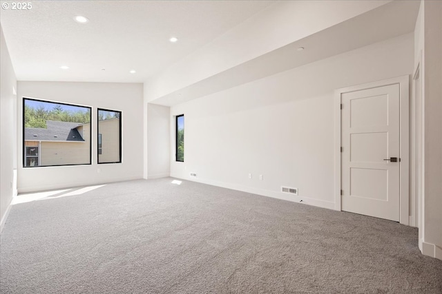 750 N V St, Washougal, WA 98671 - empty room featuring carpet flooring, recessed lighting, lofted ceiling, and baseboards