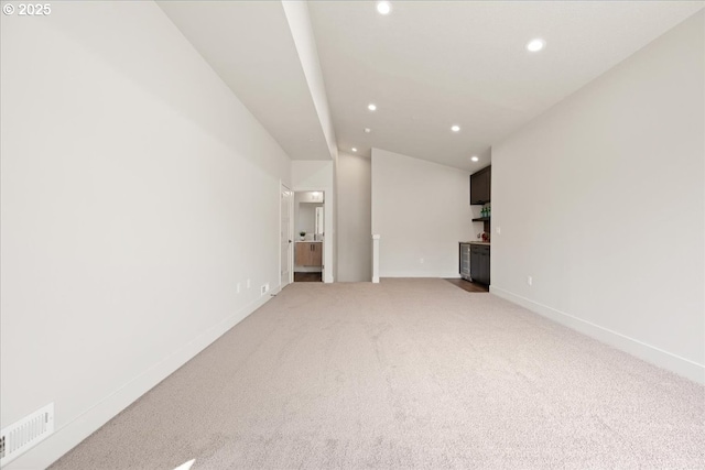 750 N V St, Washougal, WA 98671 - unfurnished living room with recessed lighting, light carpet, and baseboards