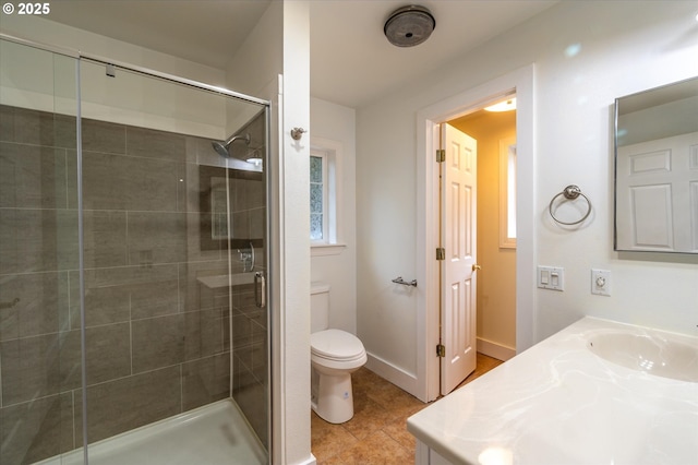 88771 Tokyo Ln, Bandon, OR 97411 - full bathroom with a stall shower, vanity, and tile patterned flooring