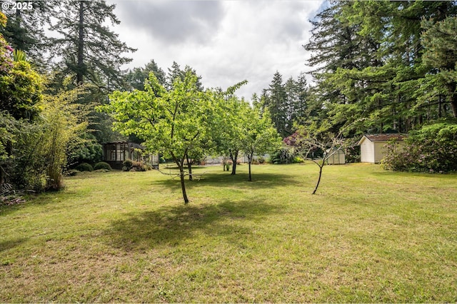 88771 Tokyo Ln, Bandon, OR 97411 - view of grassy yard featuring a storage shed
