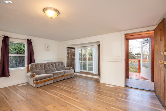 living room with wood-type flooring