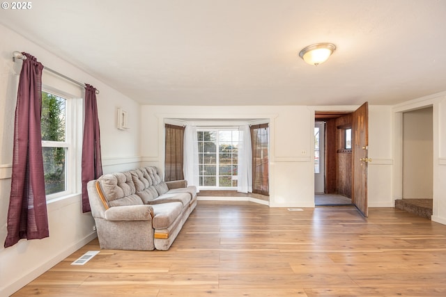 living room featuring light hardwood / wood-style flooring