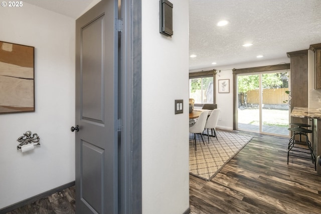 2005 SW Stella Way, Troutdale, OR 97060 - corridor with recessed lighting, a textured ceiling, dark wood finished floors, and baseboards