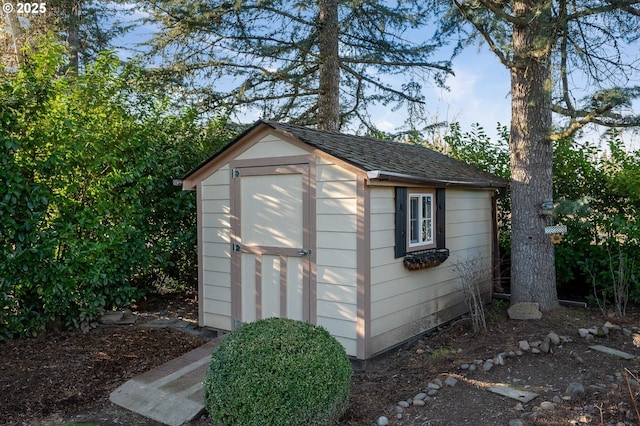 view of shed