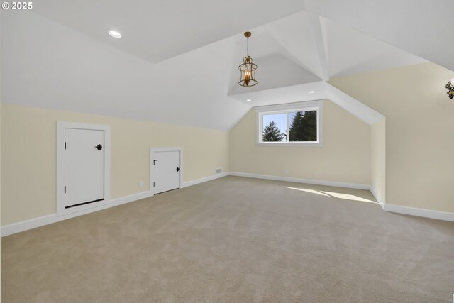 83594 Sauter Dr, Florence, OR 97439 - additional living space featuring vaulted ceiling, light carpet, baseboards, and recessed lighting