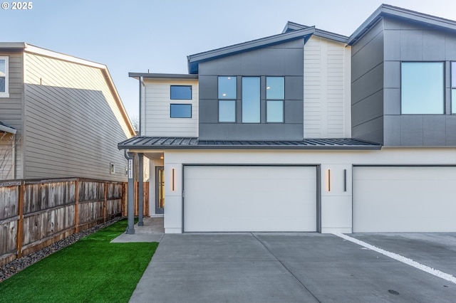 contemporary house featuring a garage