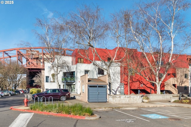 view of building exterior featuring a garage