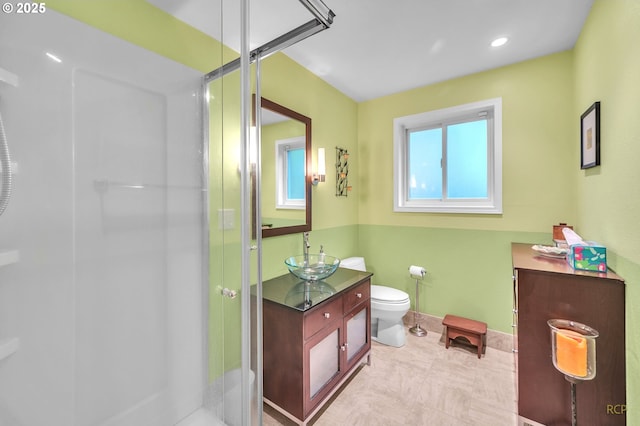 10795 SE 93rd Ct, Happy Valley, OR 97086 - full bath featuring toilet, a shower stall, vanity, and baseboards