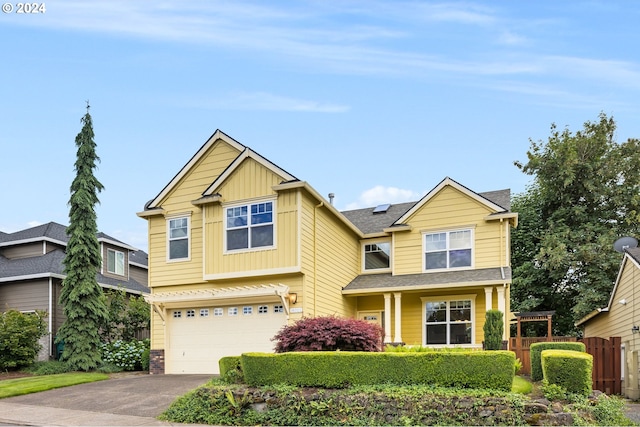 craftsman inspired home featuring a garage