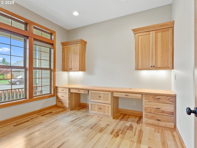 1466 NE 15th Ave, Canby, OR 97013 - unfurnished office featuring built in study area, light wood-type flooring, and recessed lighting