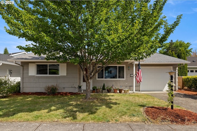 15870 SW Royalty Pkwy, King City, OR 97224 - view of front of property with a garage, driveway, a front lawn, and a shingled roof