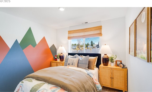 bedroom featuring visible vents and recessed lighting