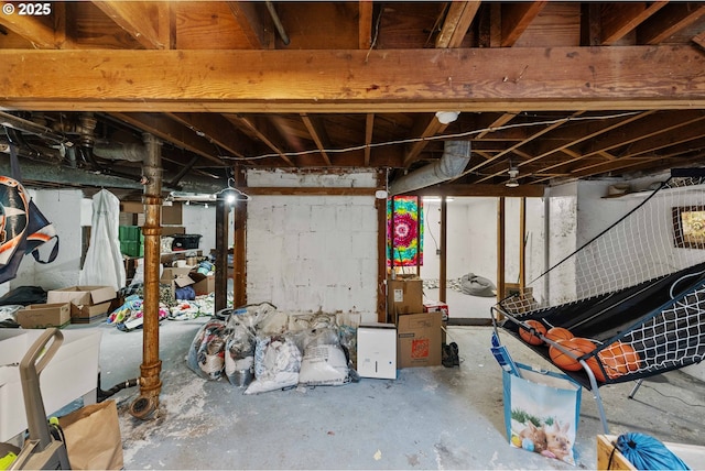 view of unfinished basement