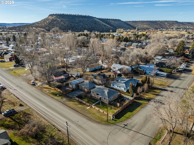 birds eye view of property featuring a mountain view