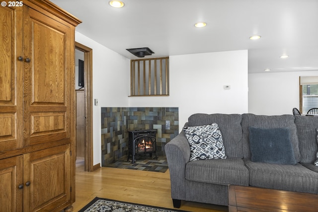 living room with light hardwood / wood-style floors