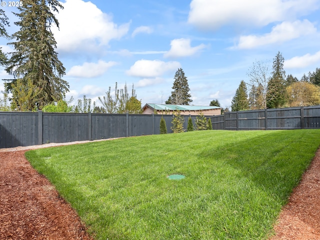 view of yard with a fenced backyard