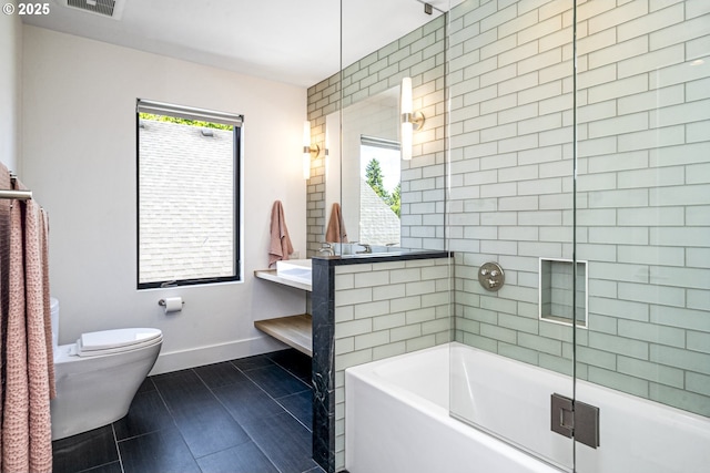3419 SE Woodward St, Portland, OR 97202 - full bathroom featuring a tub, tile patterned flooring, and an enclosed shower