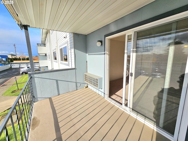 balcony featuring a wall mounted AC