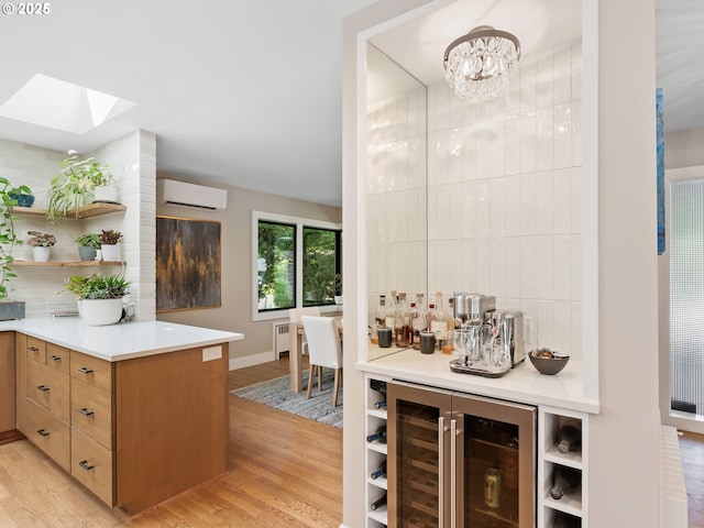 3440 SW 100th Ave, Portland, OR 97225 - bar featuring beverage cooler, radiator, a wall unit AC, and light wood-style floors