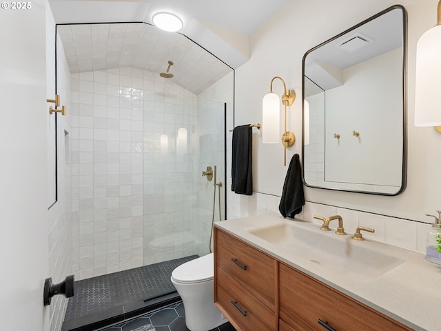 3440 SW 100th Ave, Portland, OR 97225 - full bath featuring vanity, a walk in shower, and tile patterned floors