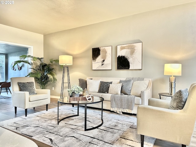 living room featuring light hardwood / wood-style floors