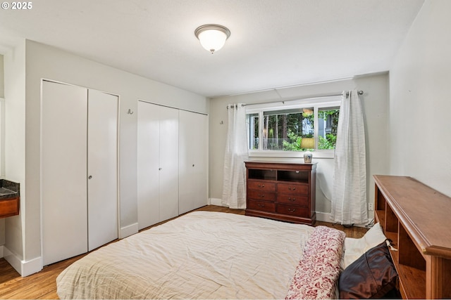 6610 SW Terri Ct Unit 10, Portland, OR 97225 - bedroom featuring two closets and wood finished floors