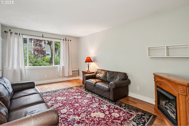 6610 SW Terri Ct Unit 10, Portland, OR 97225 - living room featuring wood finished floors and a fireplace