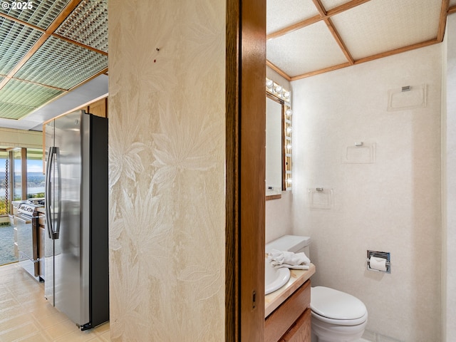 6002 E Evergreen Blvd, Vancouver, WA 98661 - bathroom with vanity, a water view, and tile patterned floors