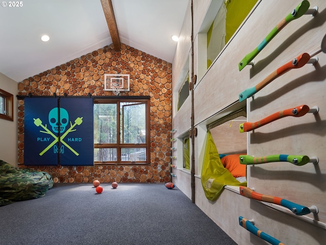 71183 Bracken Ln Unit Gh76, Black Butte Ranch, OR 97759 - interior space featuring carpet flooring and beam ceiling