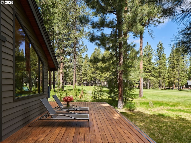 71183 Bracken Ln Unit Gh76, Black Butte Ranch, OR 97759 - wooden deck with a yard and view of scattered trees